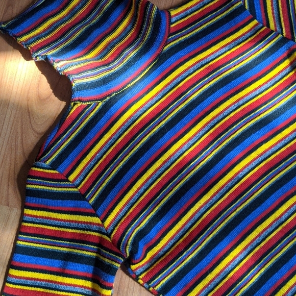VINTAGE mini striped turtle neck dress - Picture 3 of 4
